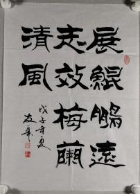 著名书法家、北京市房山区书协名誉副主席 赵友华 戊子年（2008）书法作品《展鲲鹏远志，效梅蘭清风》一幅（纸本软片，约3.1平尺，钤印：赵氏、友华）HXTX297789