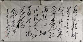 毛体书法第一人、著名书法家 王家斗 壬午年（2002）书法作品“录毛主席诗《送瘟神·》”一幅（纸本软片，约7.5平尺，钤印：王家斗）HXTX297845