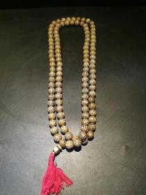 藏区老蛼軥佛教六字真言佛珠，108颗贝壳制念珠，直径1.0CM，佛家圣品，详可见细图，低价结缘