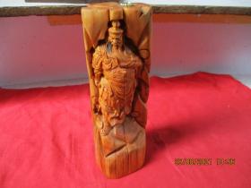 木器，黄杨木雕《关公》现代，长7cm9cm，高27cm，品好如图。