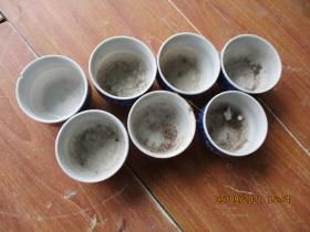 瓷器，民国瓷茶杯7个，其中破一个，直径8cm，高6cm，重近2斤，品好如图.。（20210925）