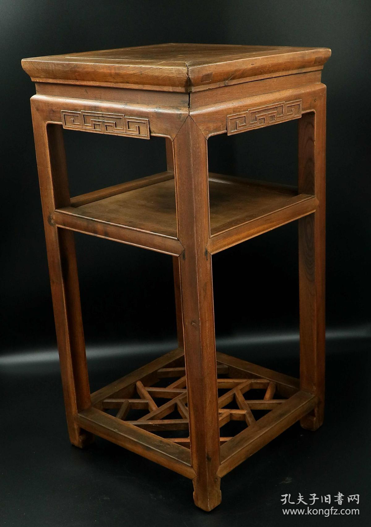 日本购回 黄榉木  老高脚花台   精雕工  传统卯榫工艺  整体用料厚重