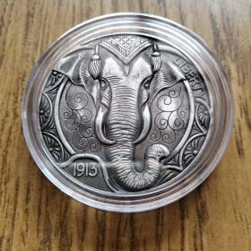 1913流浪币头饰大象象牙象鼻旧银纪念币