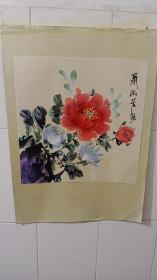 当代 手绘牡丹国画小品