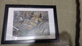 纯手绘人物水彩画   镜框装裱  艺术感十足