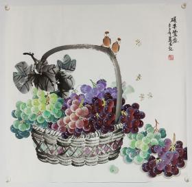 微瑕疵见第二图，河北省美协画家纯手绘四尺斗方国画作品荷花蝈蝈草虫精品字画书画    我这里卖的确保是真迹  老师是持证省美协。