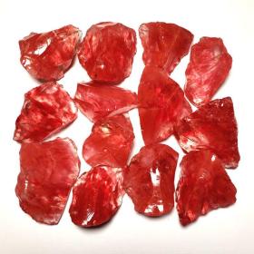 西瓜晶原石毛料红色熔炼石水晶矿石标本摆件鱼缸花盆造景装饰石头100