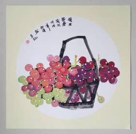 韦扣传作品  免装裱可直接配画框国画作品三尺斗方卡纸葡萄字画硕果累累书画柳州市美协韦扣传真迹