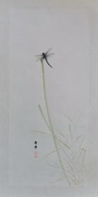 画家林庆丰纯手绘蓝蜻蜓66*33厘米卡纸镜芯真迹国画作品字画