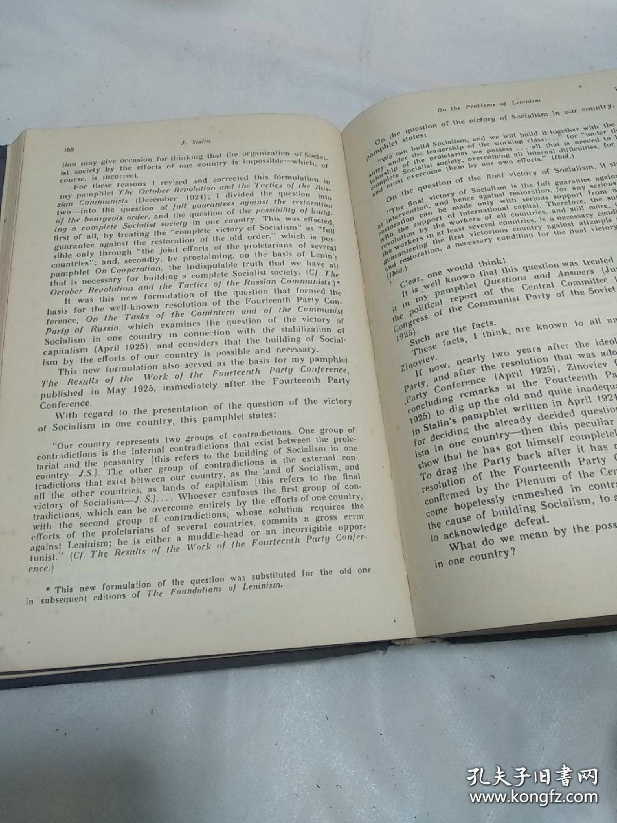 【图】斯大林著作，莫斯科1947年，英文原版珍本，列宁主义的问题，精装大32开本，罕见斯大林照片及签名，斯大林的名字用红色大字，大大盖过列宁的 ...