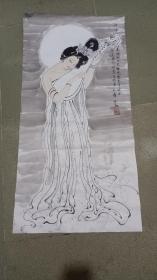 纯手绘国画  人物 100*50