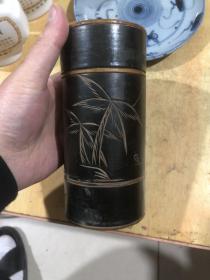 八十年代的木质茶叶筒