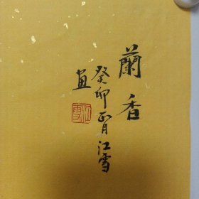 国画兰花作品画一尺斗方字画书画写意花鸟画小品 佛教黄宣纸创作 江雪全新作品