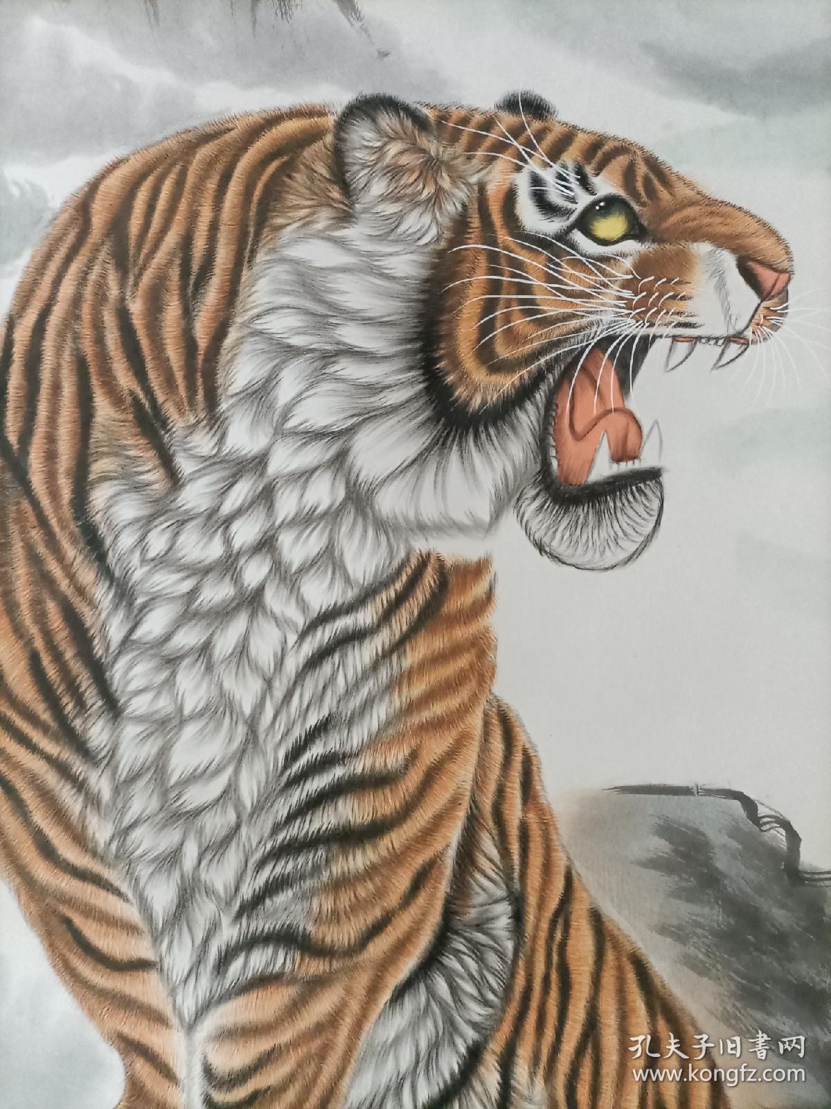 【图】六尺大幅,工笔虎,《王者雄风》,下山虎,财源滚滚,拍品信息