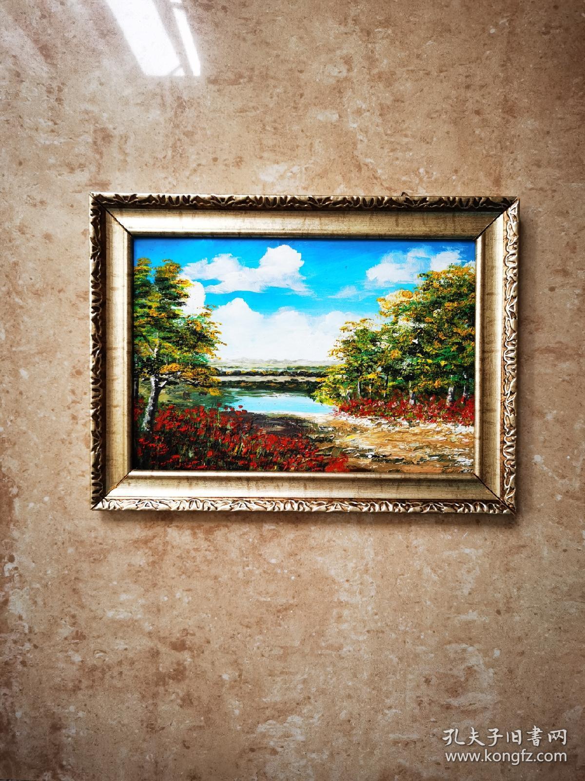 纯手绘纯手工风景油画装饰画挂画上墙挂墙欧式美式现代时尚简约工艺品
