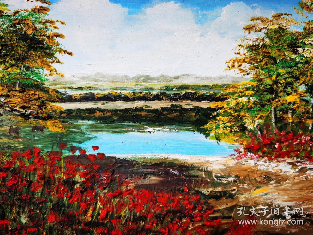 纯手绘纯手工风景油画装饰画挂画上墙挂墙欧式美式现代时尚简约工艺品