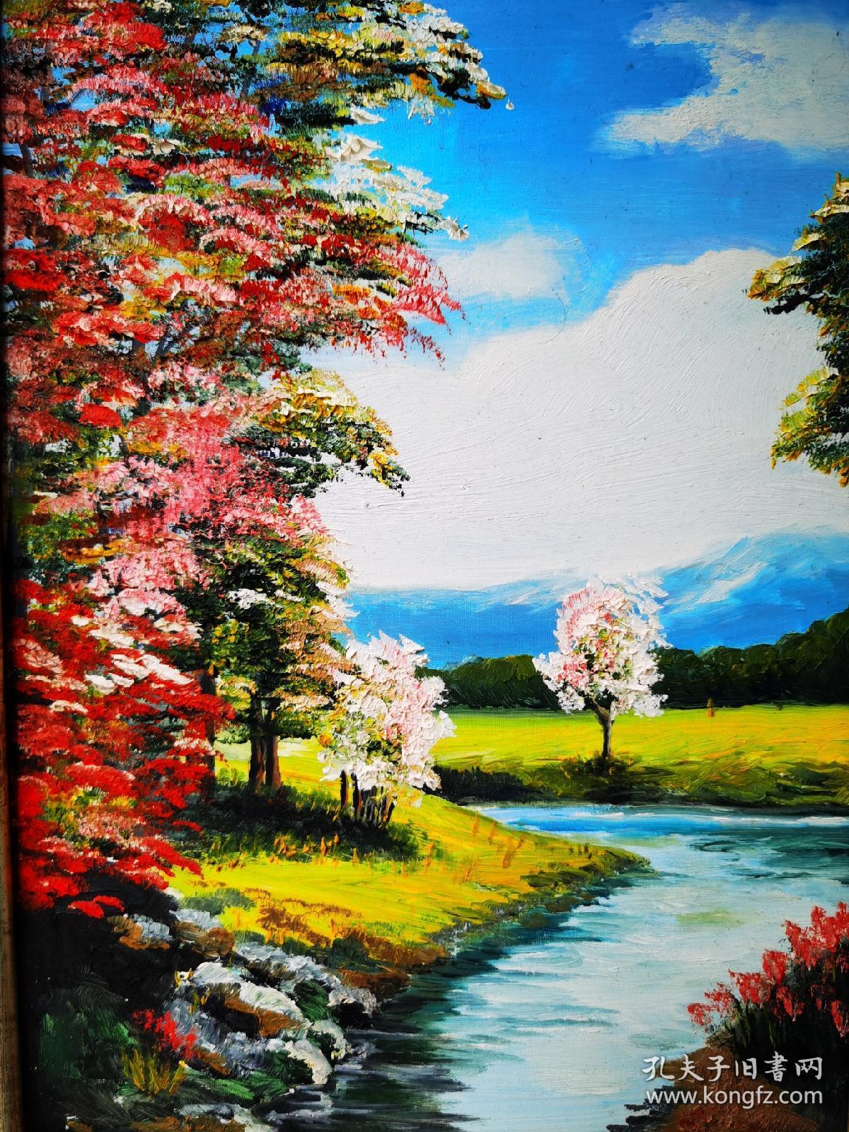 纯手绘纯手工风景油画装饰画挂画上墙挂墙欧式美式现代时尚简约工艺品