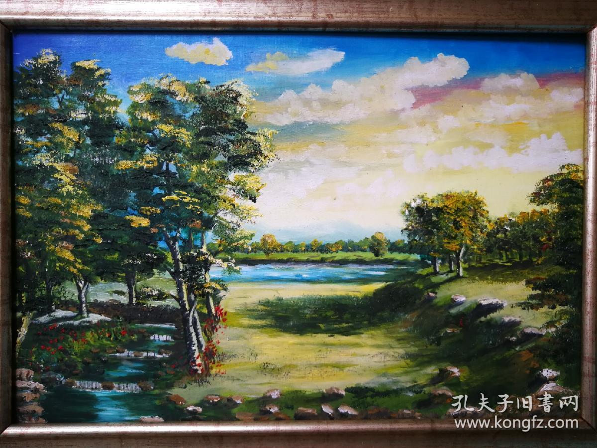纯手绘纯手工风景油画装饰画挂画上墙挂墙欧式美式现代时尚简约工艺品