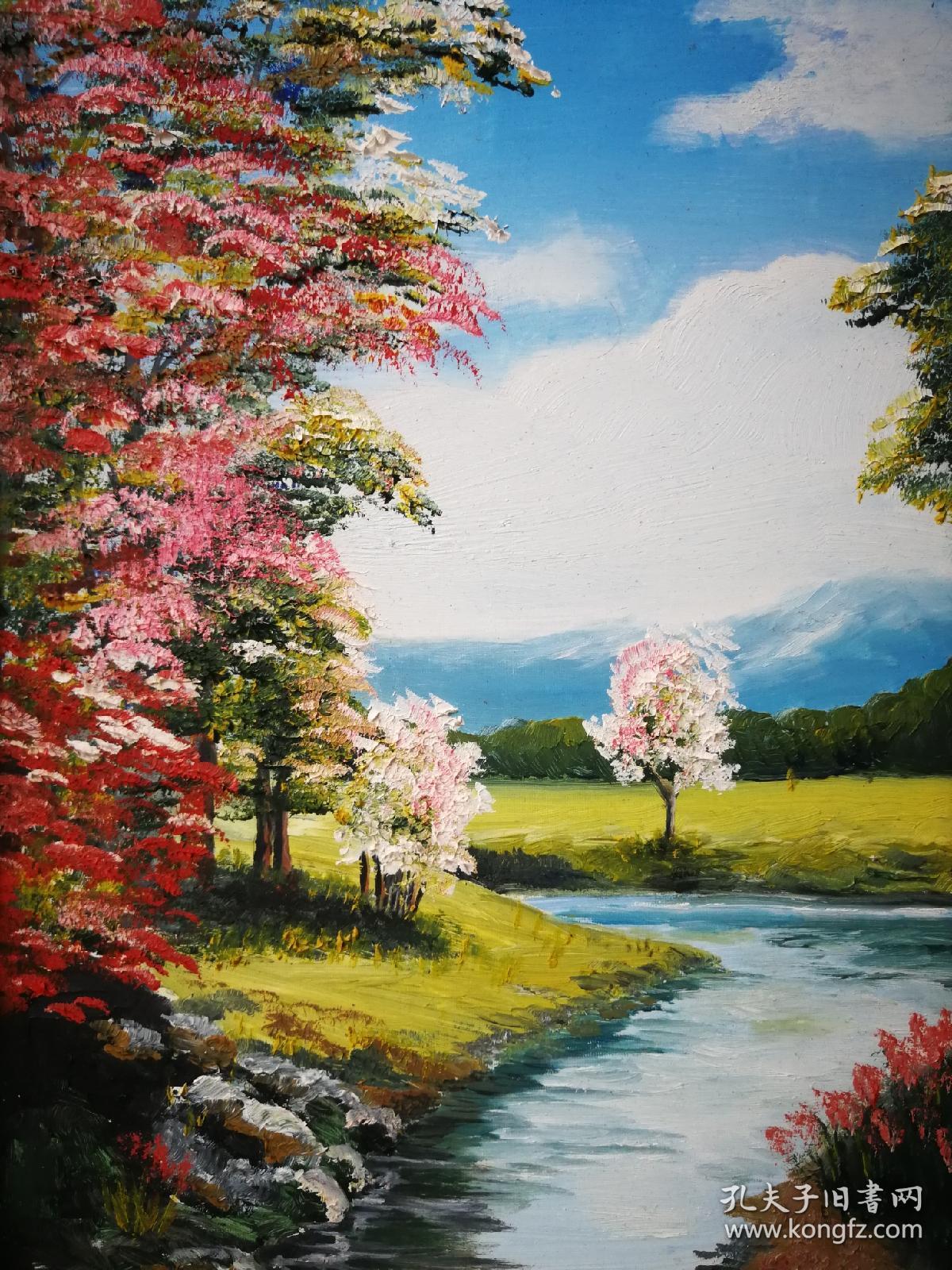 纯手绘纯手工风景油画装饰画挂画上墙挂墙欧式美式现代时尚简约工艺品