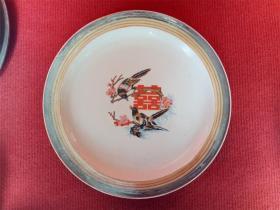 怀旧收藏 陶瓷盘子  八十年代 喜鹊图案盘子 直径27cm