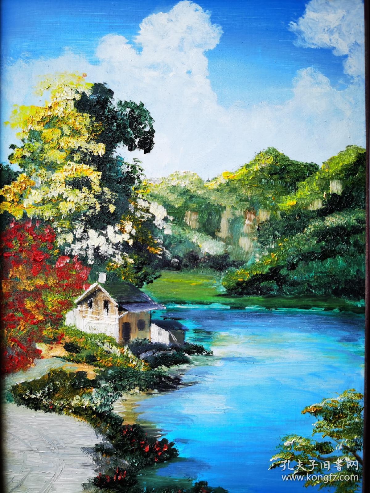 纯手绘纯手工风景油画装饰画挂画上墙挂墙欧式美式现代时尚简约工艺品