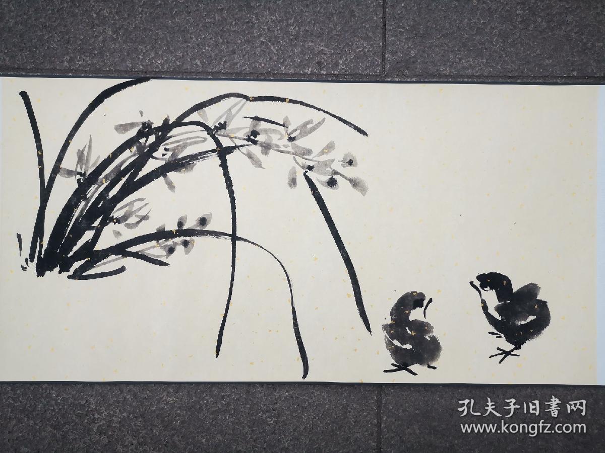 安徽著名画家郑正先生国画花鸟长卷一卷尺寸500x35厘米保真