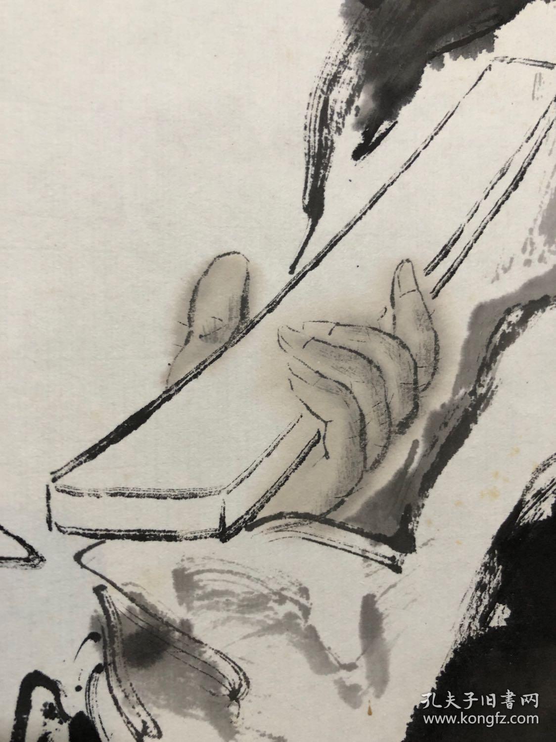 著名书画家【王大宇】人物立軸【大笑門來福】紙本綾