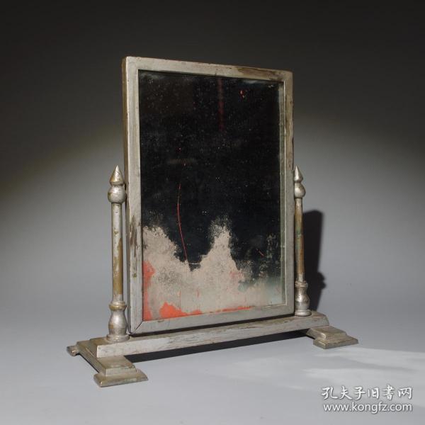 民国双面镜玻璃镜梳妆镜化妆镜怀旧老物件老镜子古玩收藏摆设装点