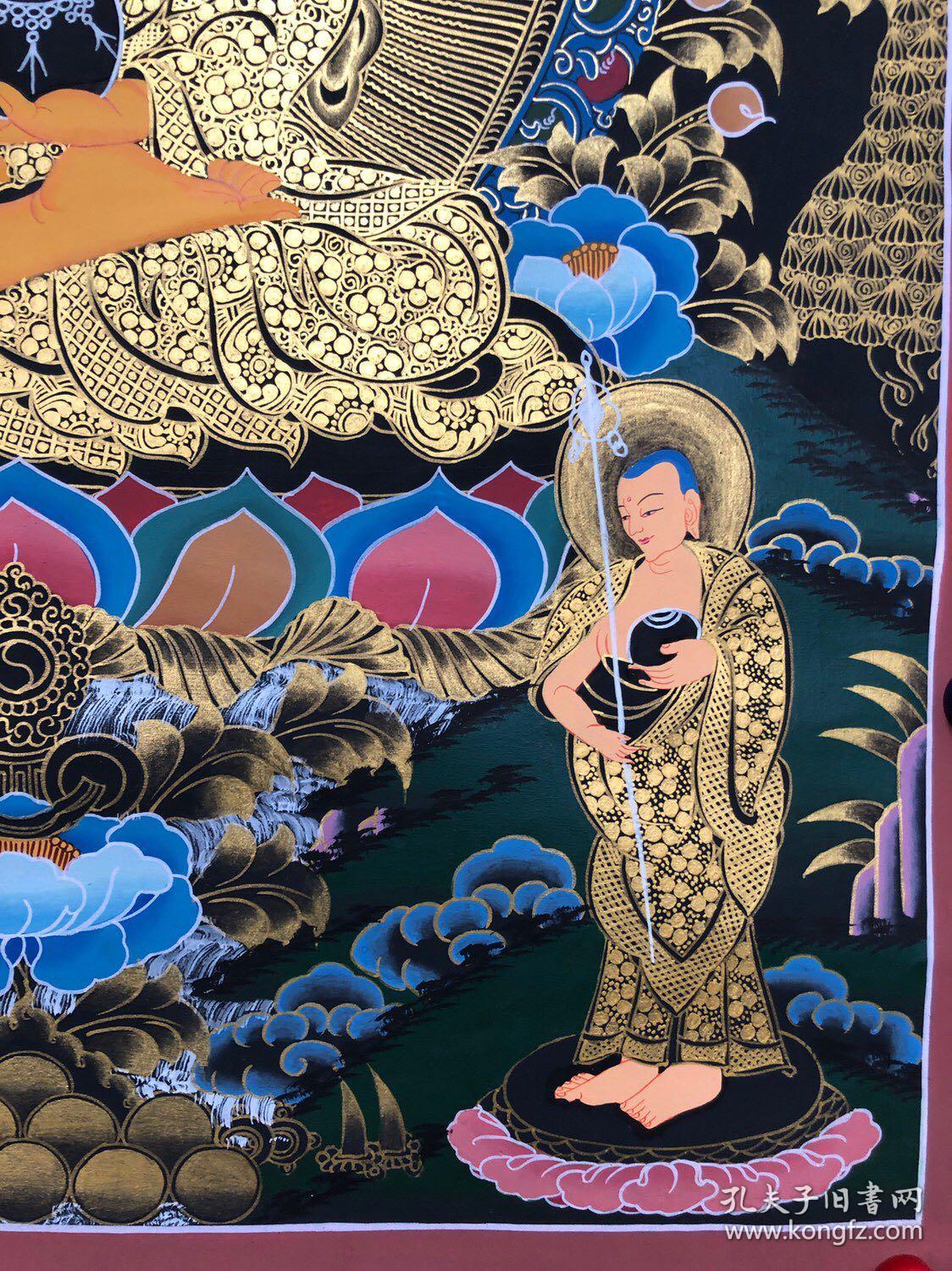 5*63㎝,手工绘制天然矿物颜料,专用唐卡绘布,可装镜框或者藏式装裱.