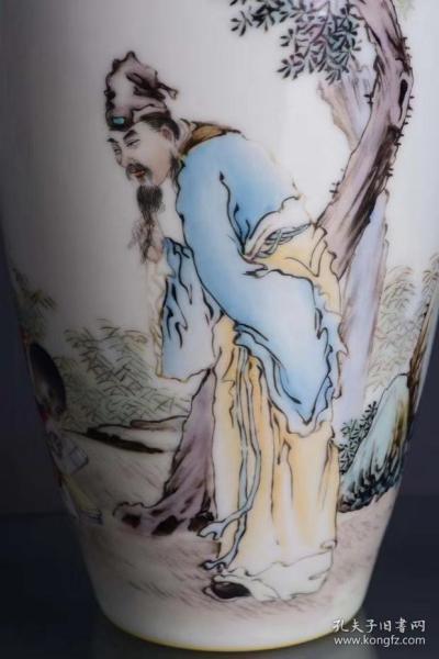 民国珠山八友王大凡绘高士图希平草庐款玉兰瓶