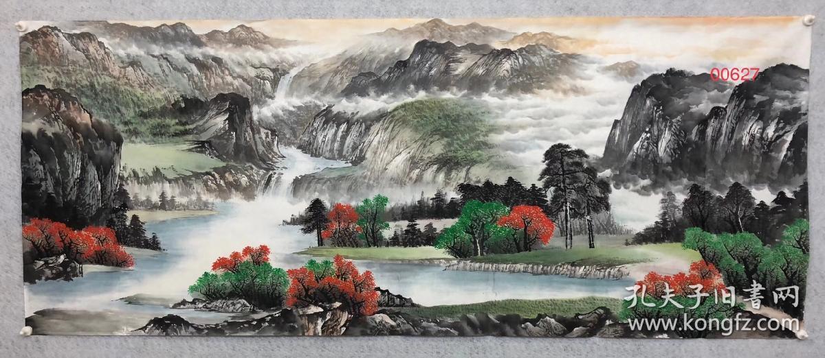 夏怡中老师小八尺聚宝盆山水画【富水长流】240*98厘米特价368元一幅