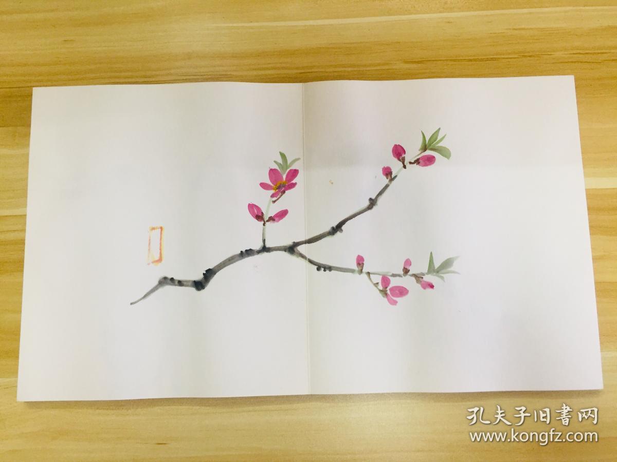 近代日本手绘画帖一大本,彩色手绘,布面经折装两面都有画作,主要是