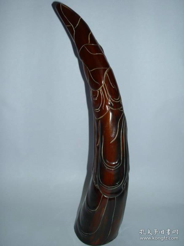 纯牛角摆件 观音观世音菩萨 工艺品老牛角制品雕件雕刻古董古玩