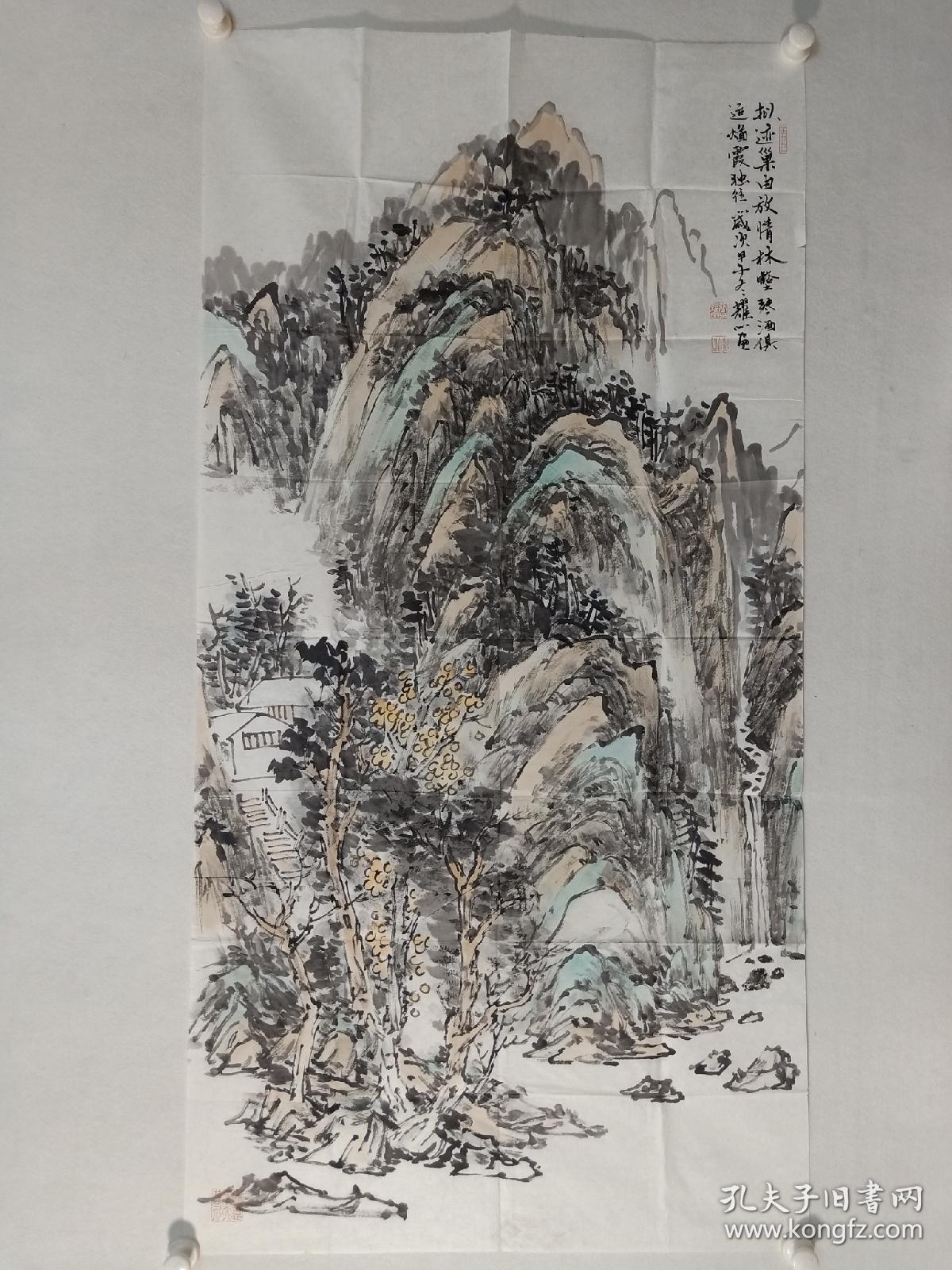 馆副馆长,齐鲁山水画研究院副院长张耀明四尺整纸山水画一幅137×69cm