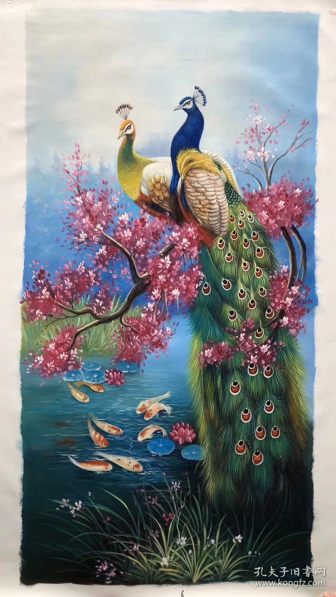 陈顺强精品油画孔雀尺寸约120x60厘米