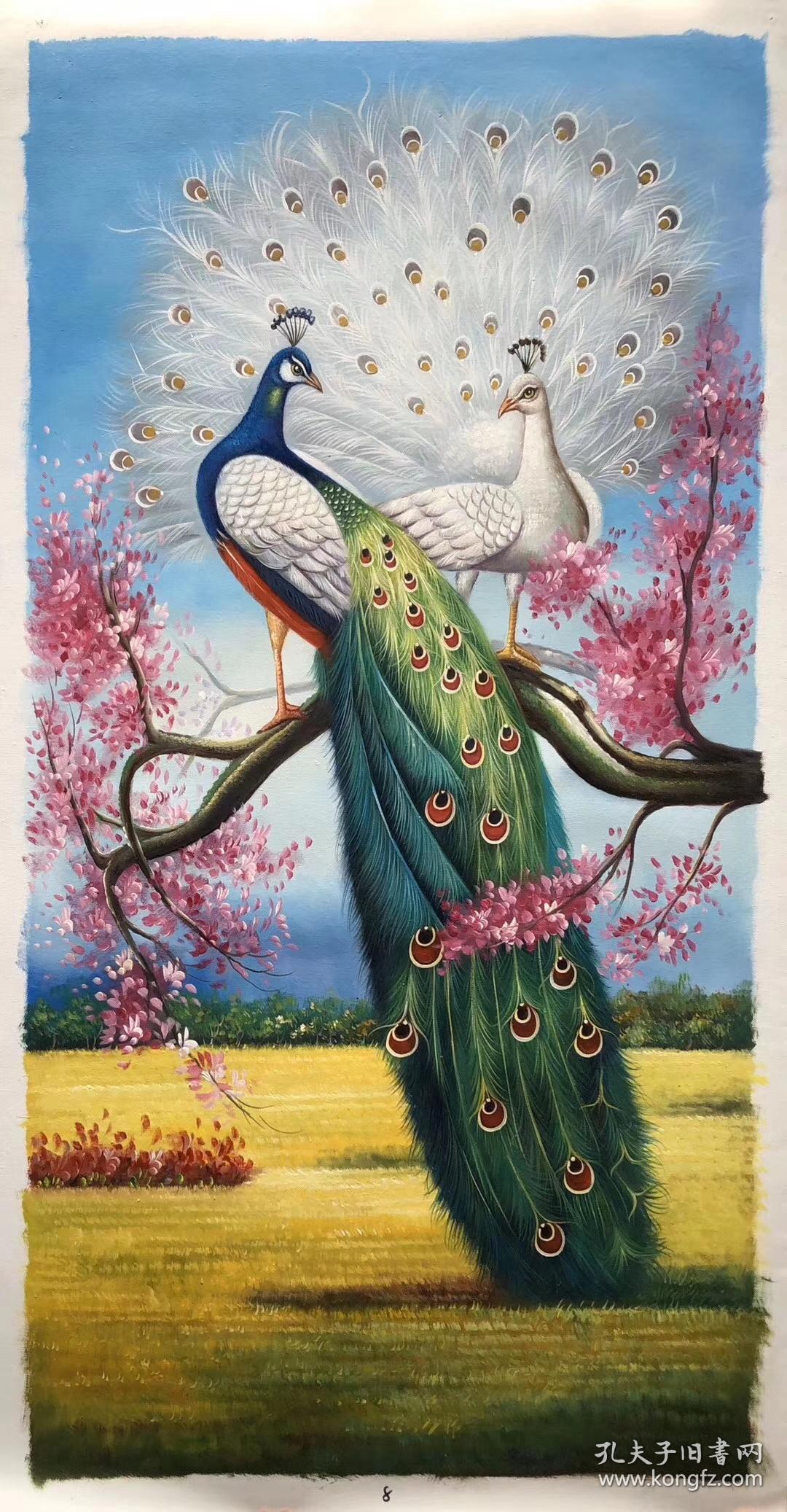 陈顺强精品油画孔雀尺寸约120x60厘米
