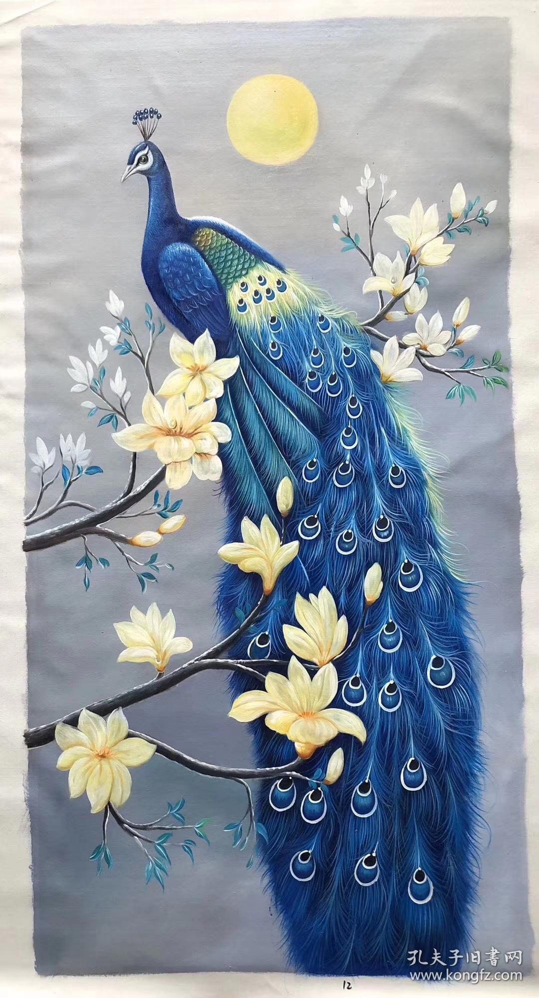 陈顺强精品油画孔雀尺寸约120x60厘米