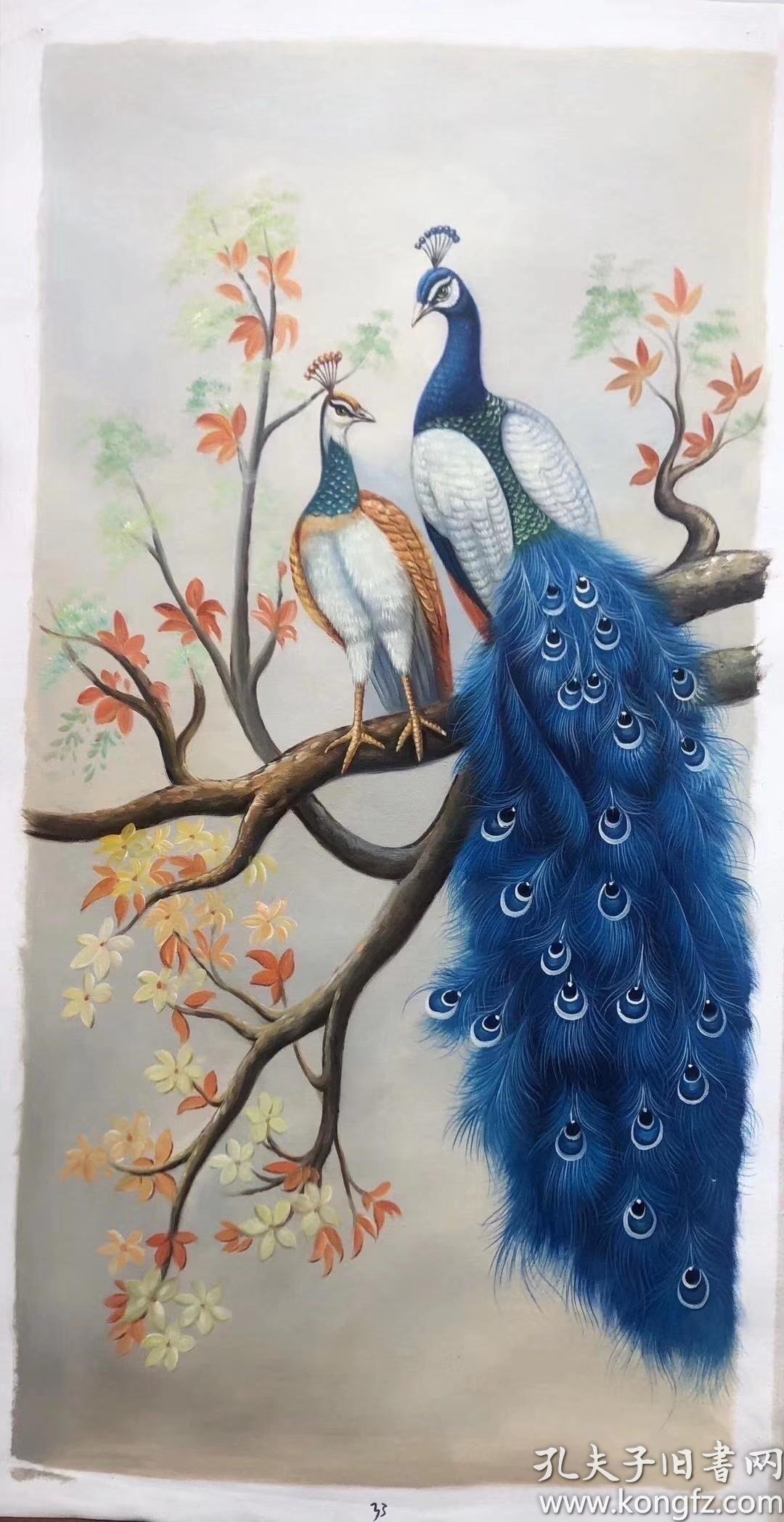 陈顺强精品油画孔雀尺寸约120x60厘米