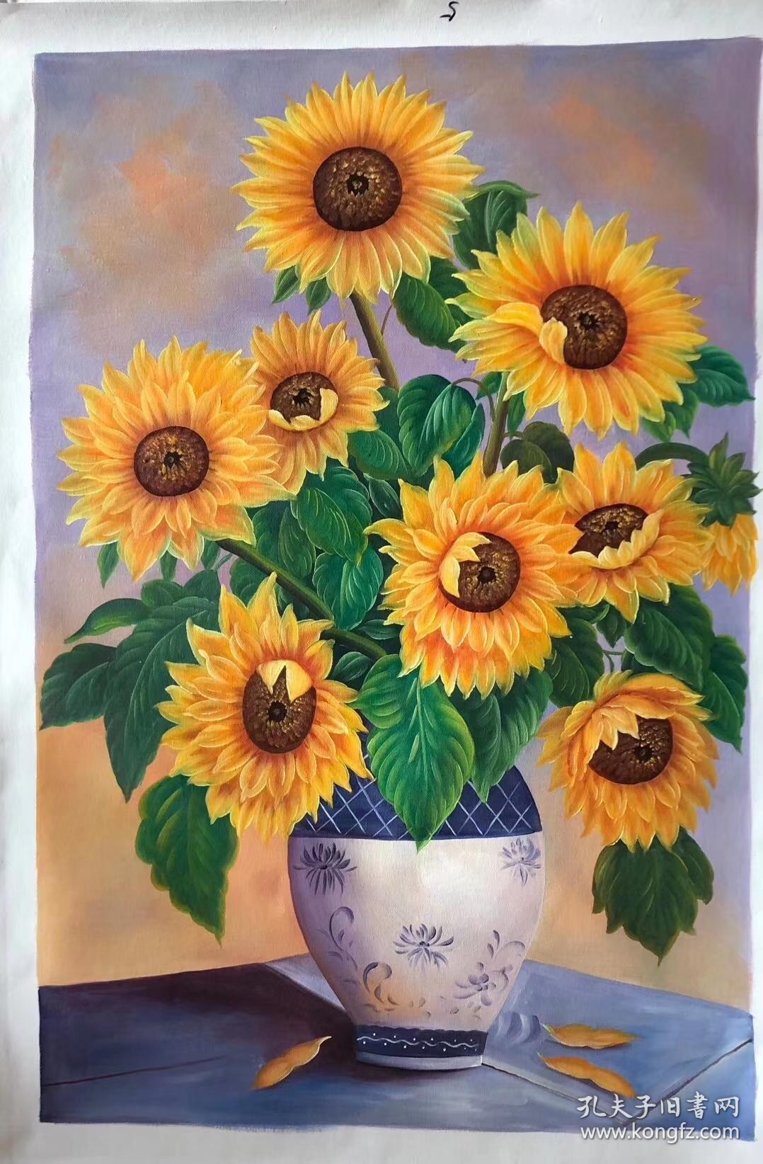 陈顺强精品油画向日葵尺寸约60x90厘米