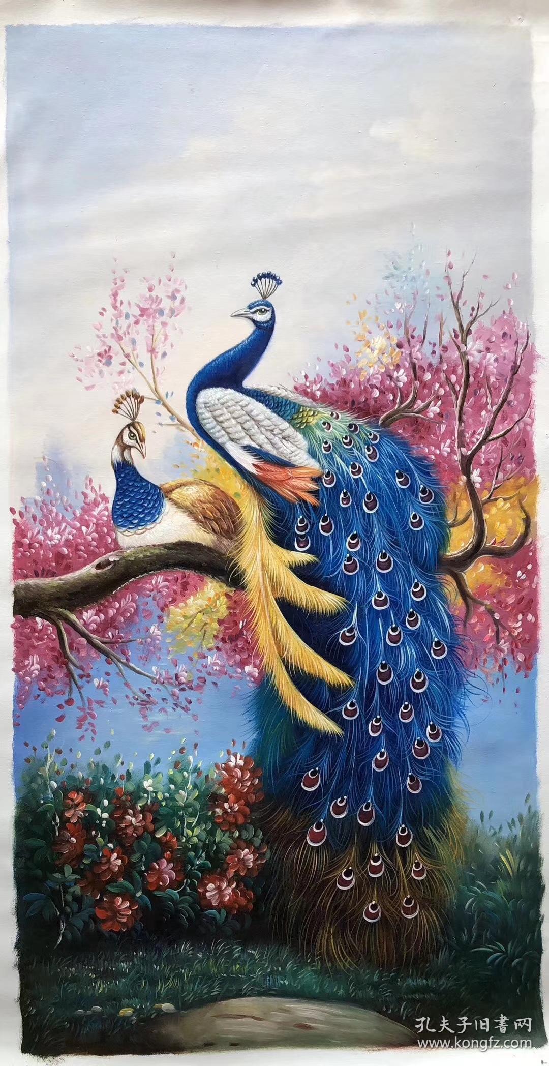 陈顺强精品油画孔雀尺寸约120x60厘米