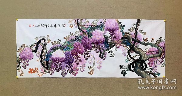 中国国画家协会会员黄艺老师小六尺尺紫气东来18070厘米作品编号fm107