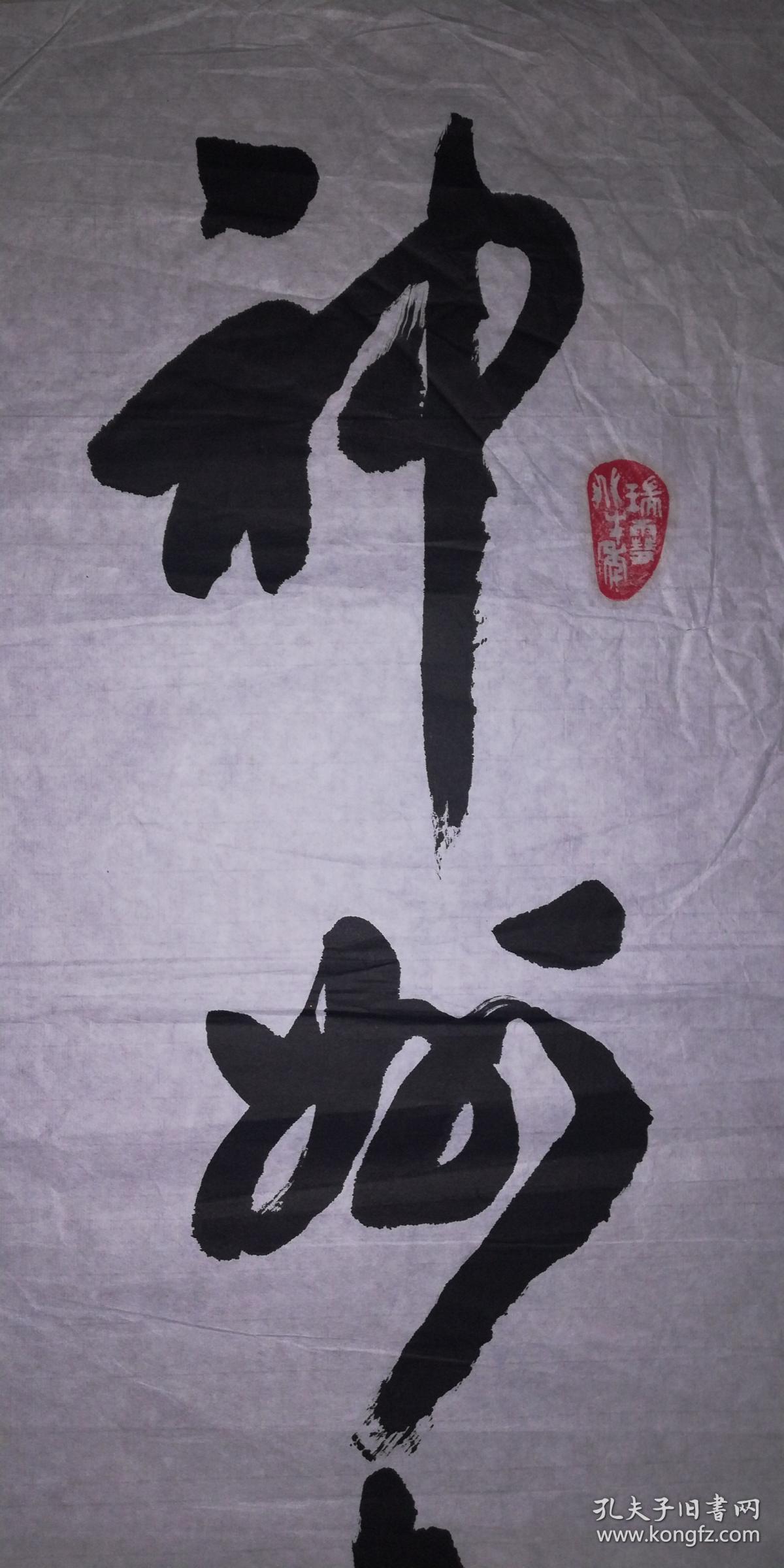 手书真迹书法:福建郑清玉行书《神州青山不老 大地绿水长流》四尺对联