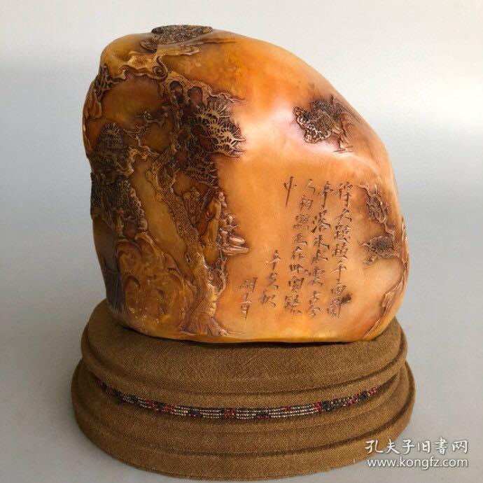 珍藏辛亥年秋篆刻名家钱叔盖耐青作寿山石田黄冻石人物故事薄意印章