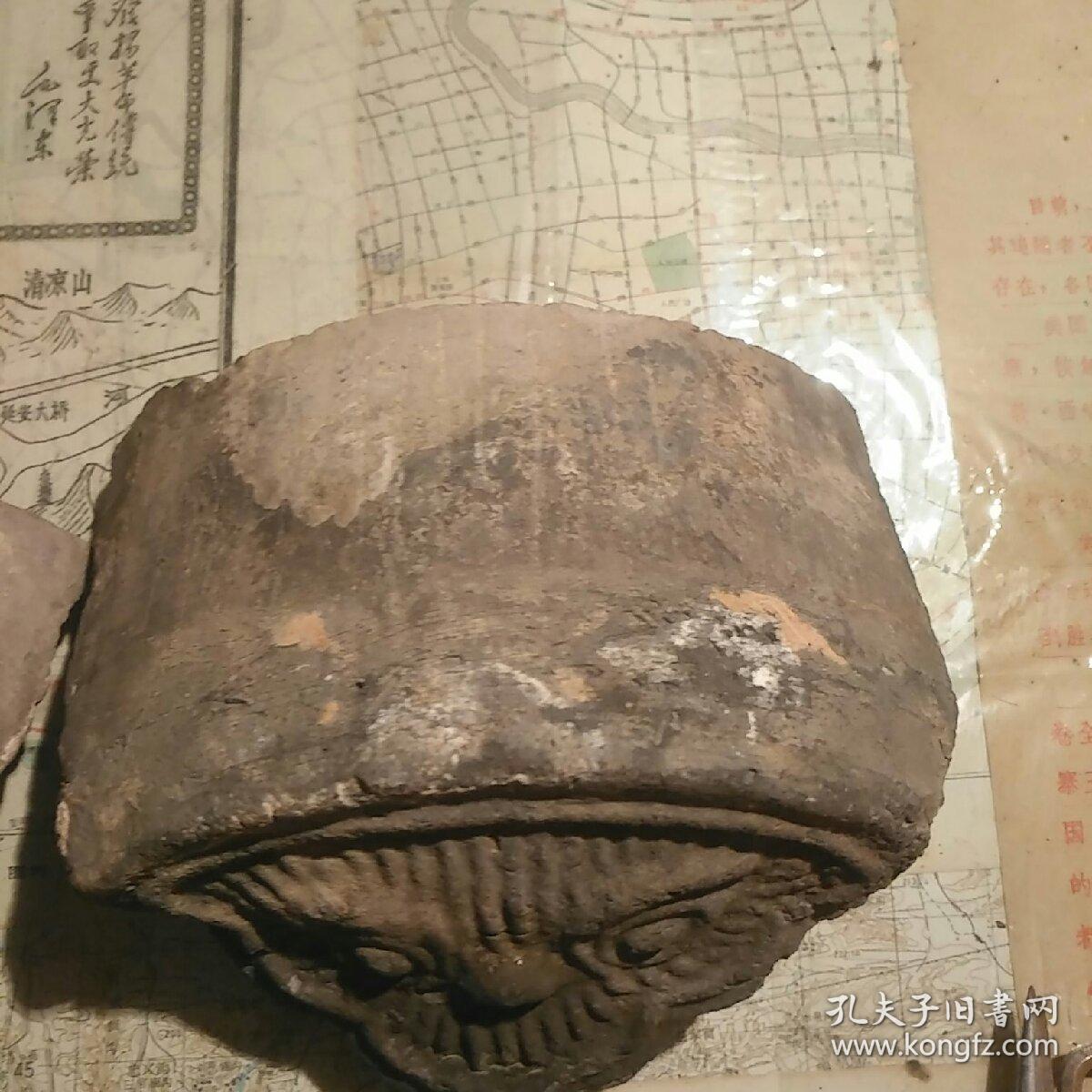 明清老建筑构件瓦当收藏―老房子滴水瓦片共计四片造型新颖各具特色