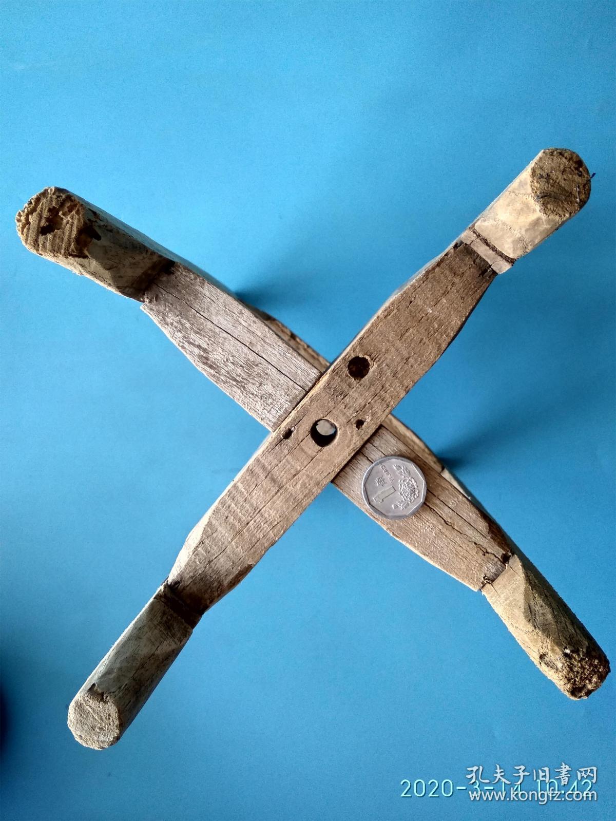 民国纺织工具 纺车上的线轱辘,民俗怀旧老物件杂木柴木