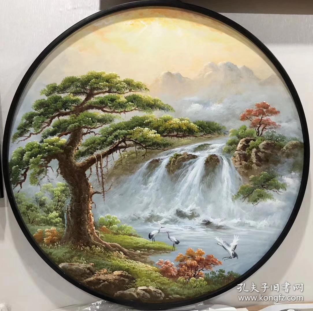 美协韦军精品油画迎客松尺寸直径约80x80厘米