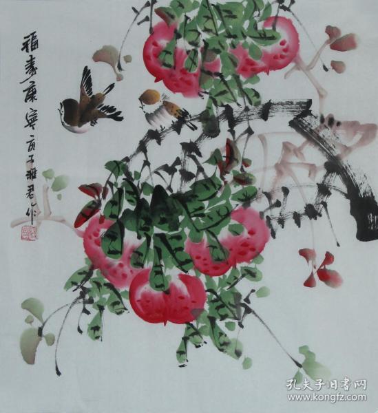 画家,江苏省美协会员,当代著名的实力派画家吴雅君《福寿康宁》h1073