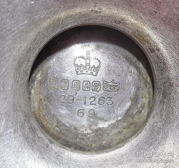 数字皇冠标志高脚碗状杯子日用餐具摆件 清代外国进口老银器保老真品