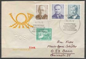 德国邮票 东德 1974年 工人运动著名人物 首日封实寄DDR03