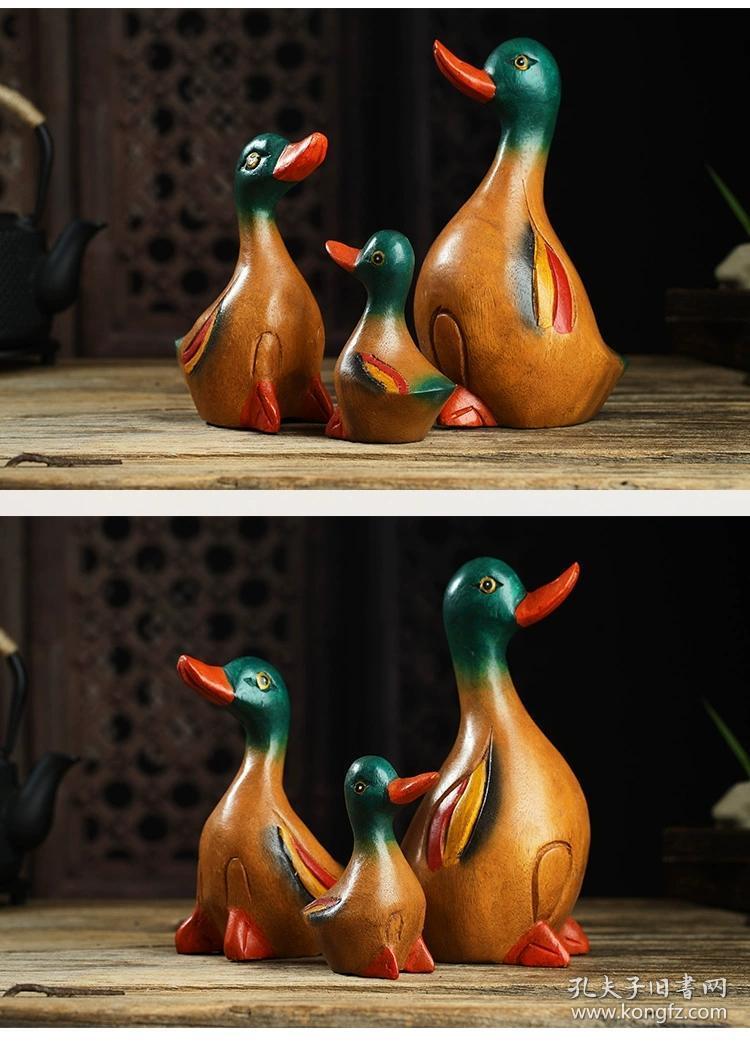泰国回流藏品实木摆件,快乐三只鸭,水鸭招财,保证实木,大中小三件套